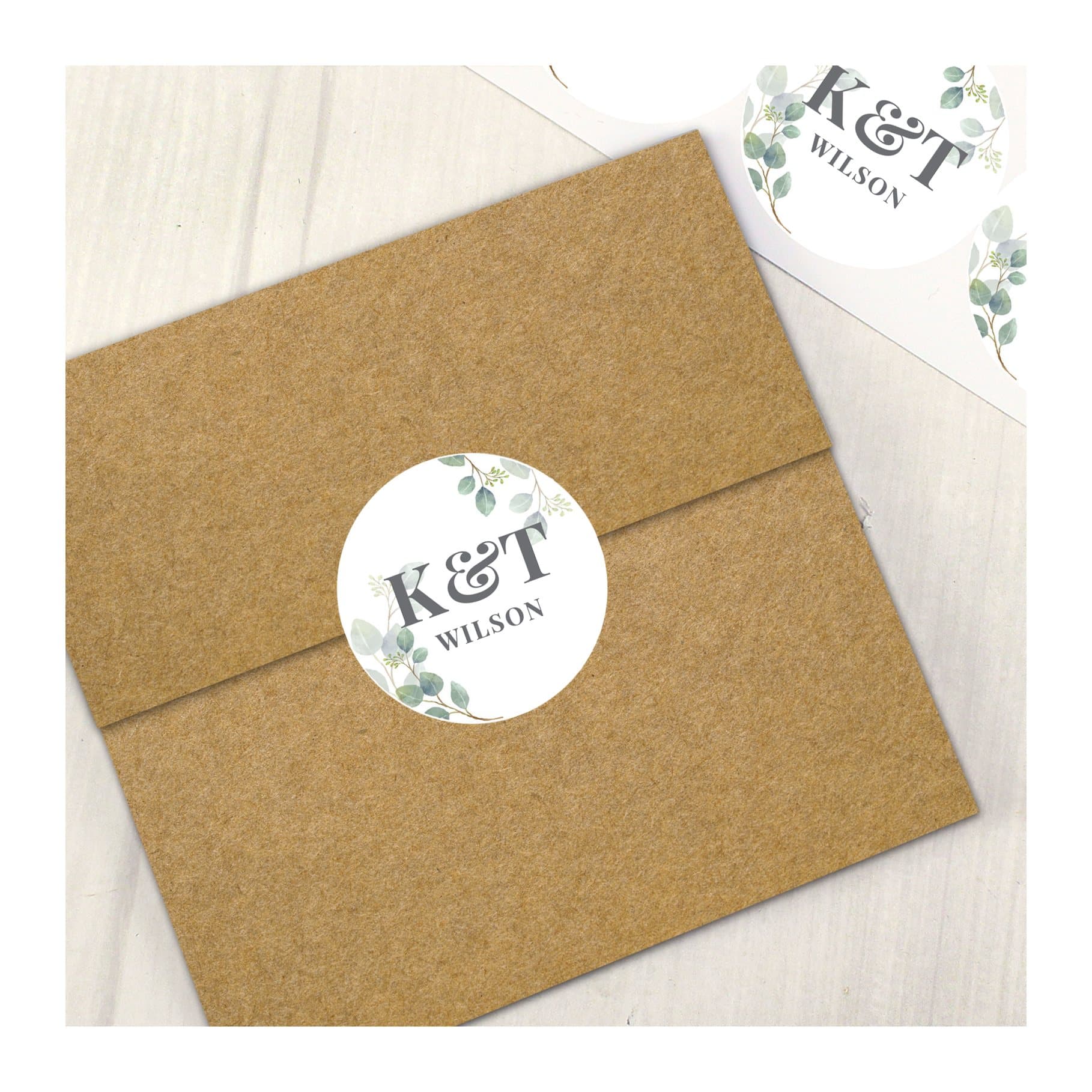 Set of personalised botanical initial wedding stickers