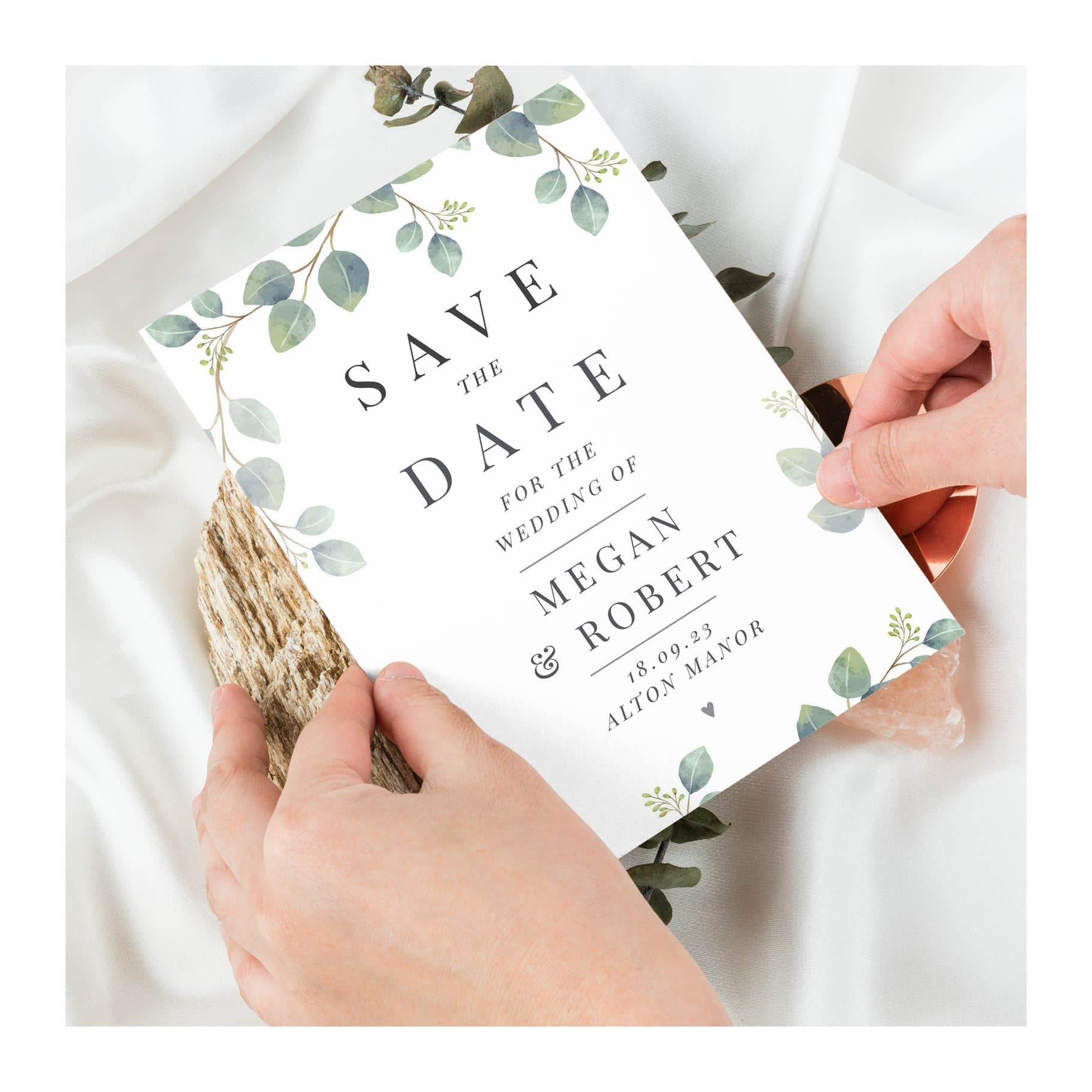 Personalised botanical wedding save the date card