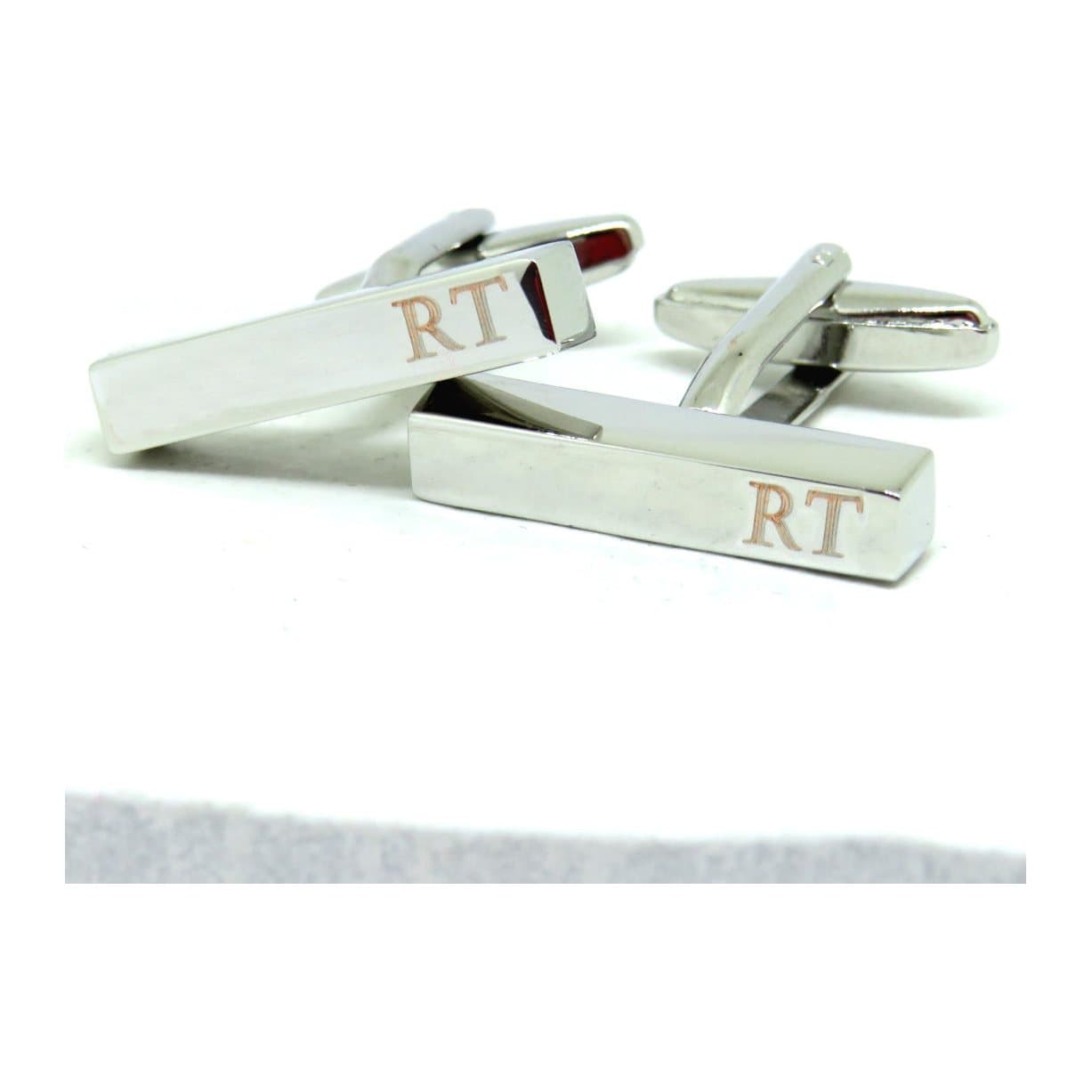Personalised silver bar cufflinks with initials