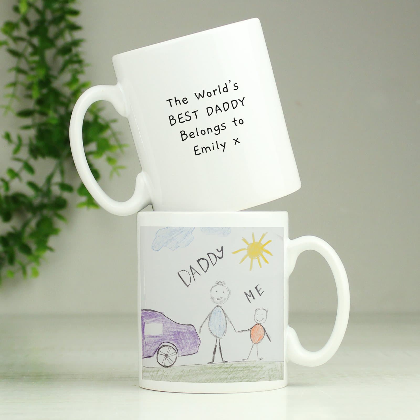 Ceramic mug personalised with a child's drawing and message