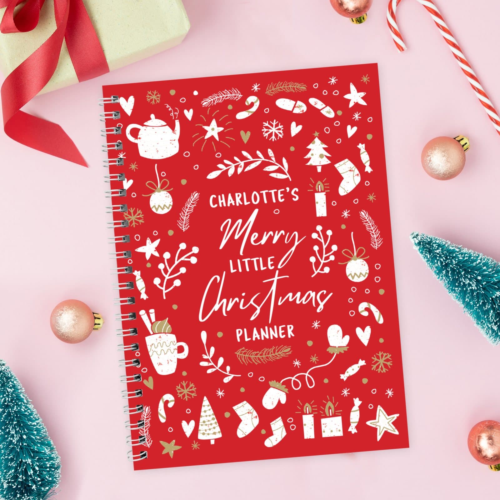 A5 ring bound Christmas planner with a name