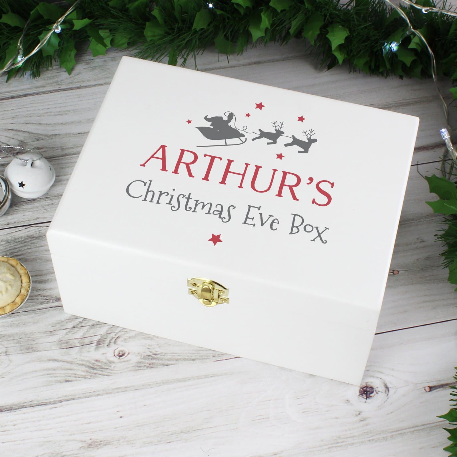 White wooden Christmas Eve box