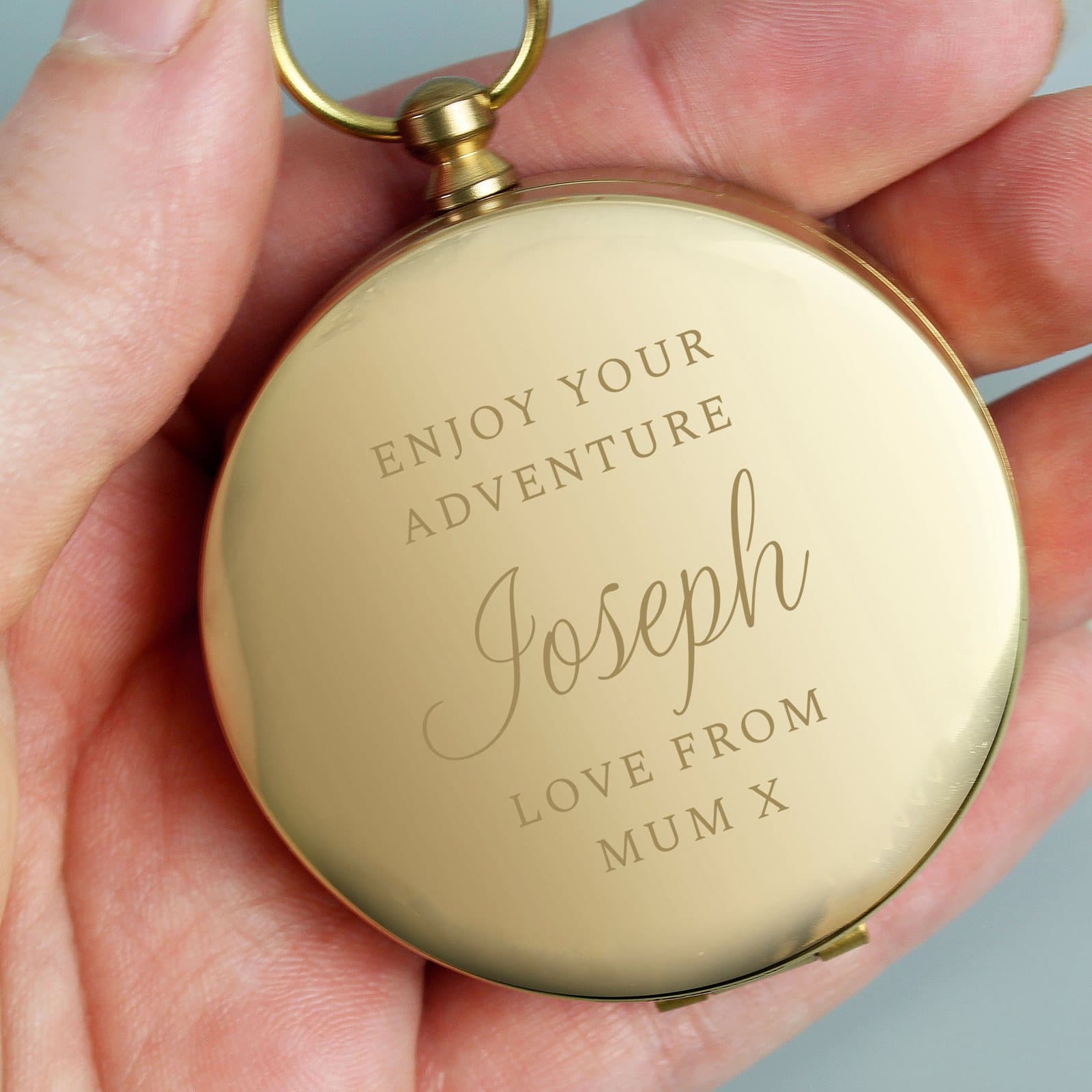 Personalised keepsake compass with a brushed metal effect