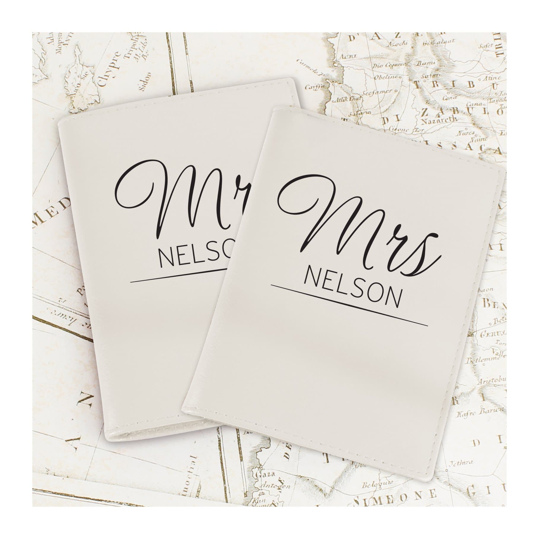 Cream leather Mr and Mrs passport holders