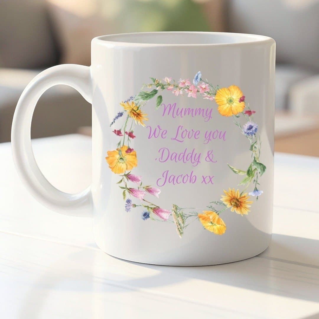 Ceramic mug with a flower design