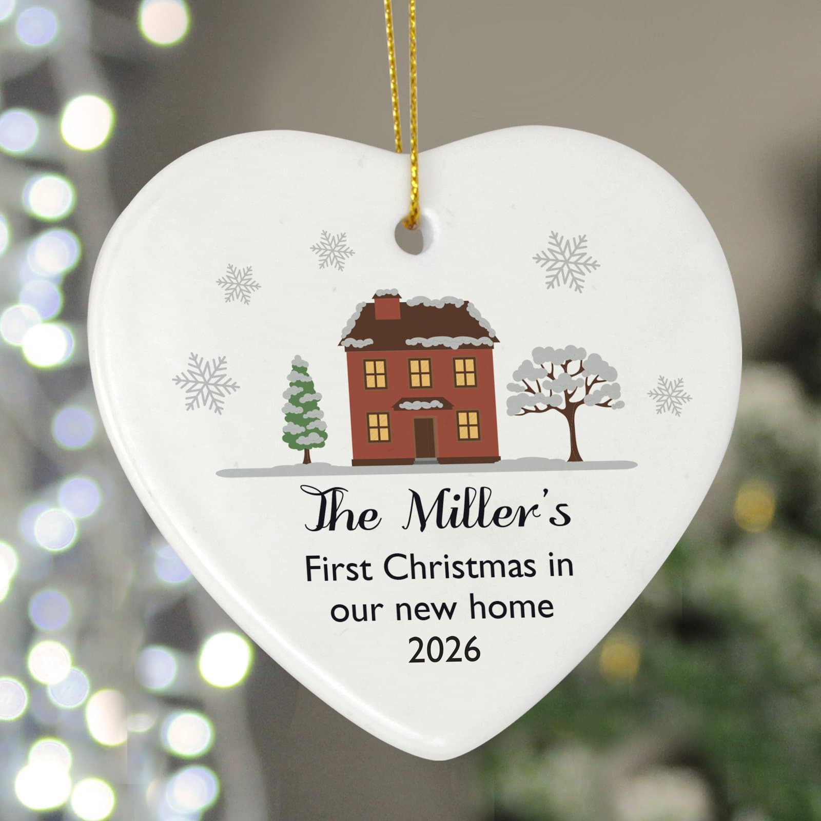 Ceramic heart Christmas decoration with ribbon and personalised text