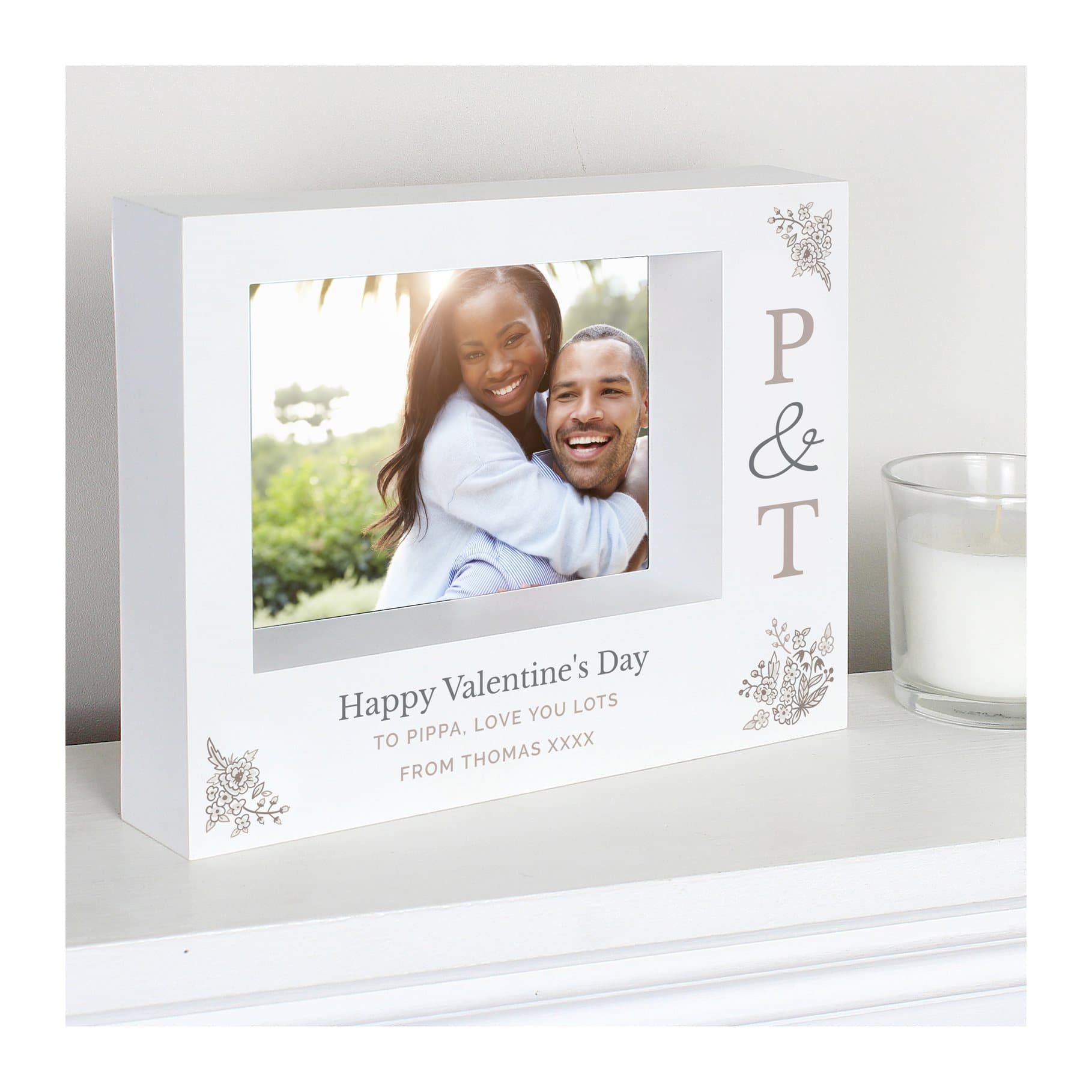 Couples initials 7x5 landscape box photo frame