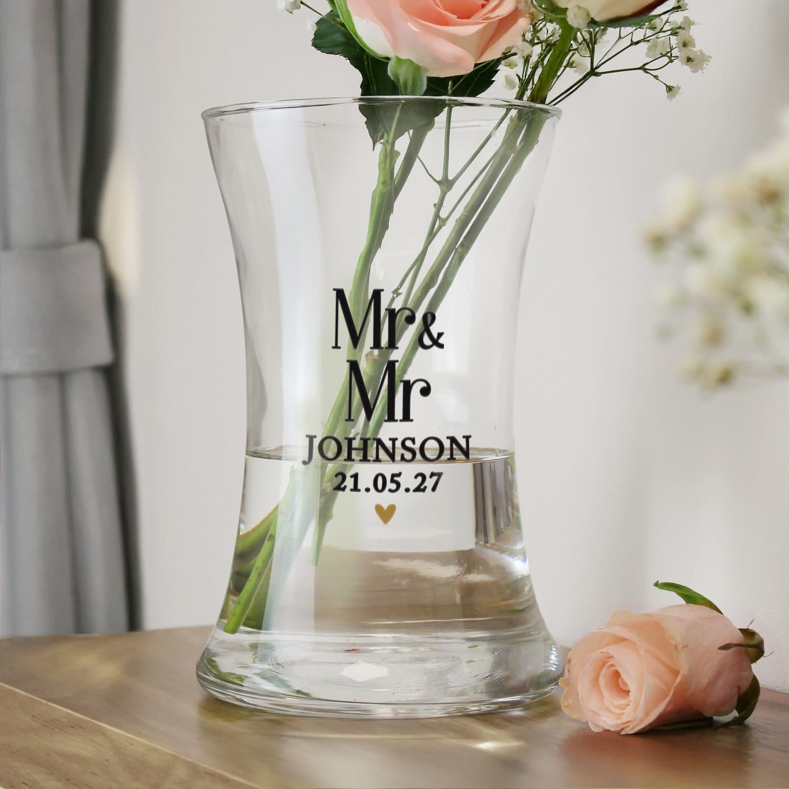 Personalised couples waisted glass vase