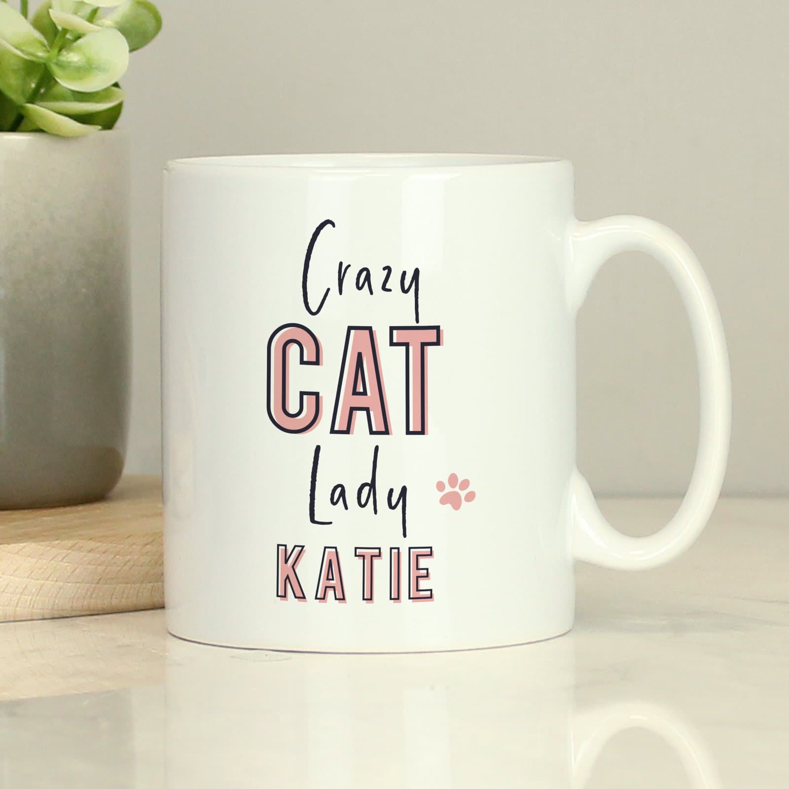 Ceramic mug with Crazy Cat Lady text on the front