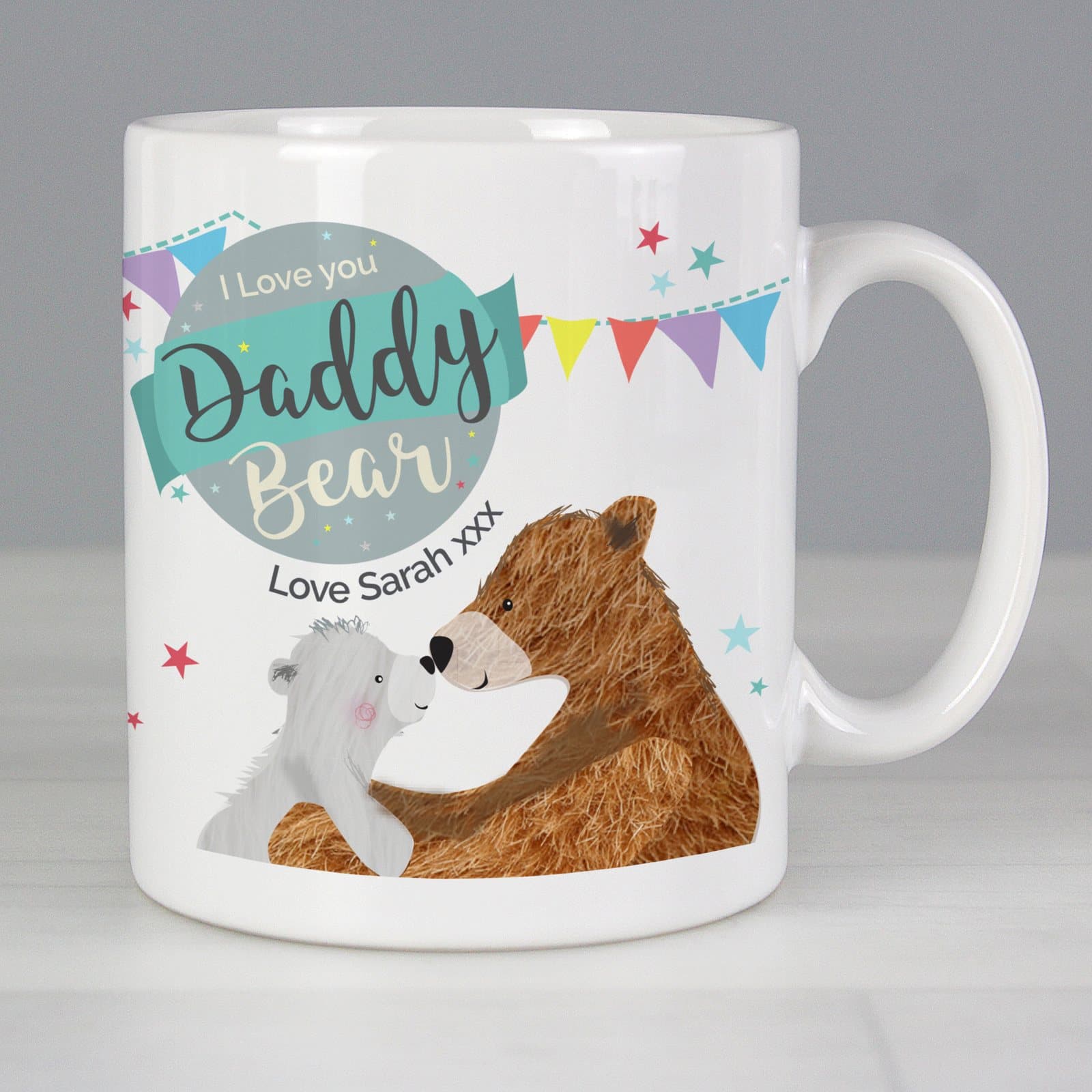 Ceramic Daddy Bear bunting mug with I love you Daddy Bear text
