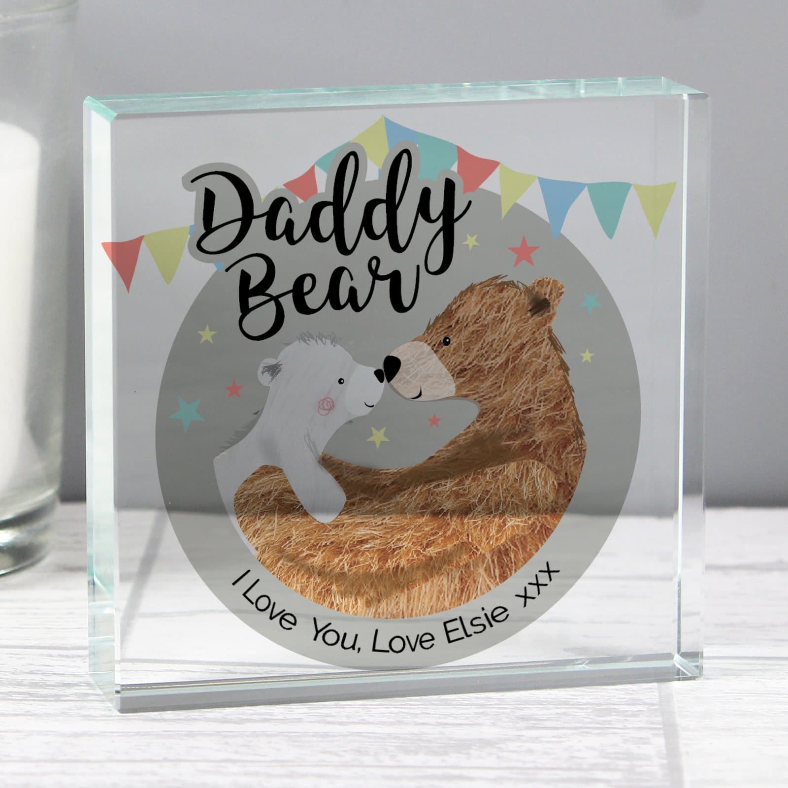 Personalised Daddy Bear crystal token with a line of text