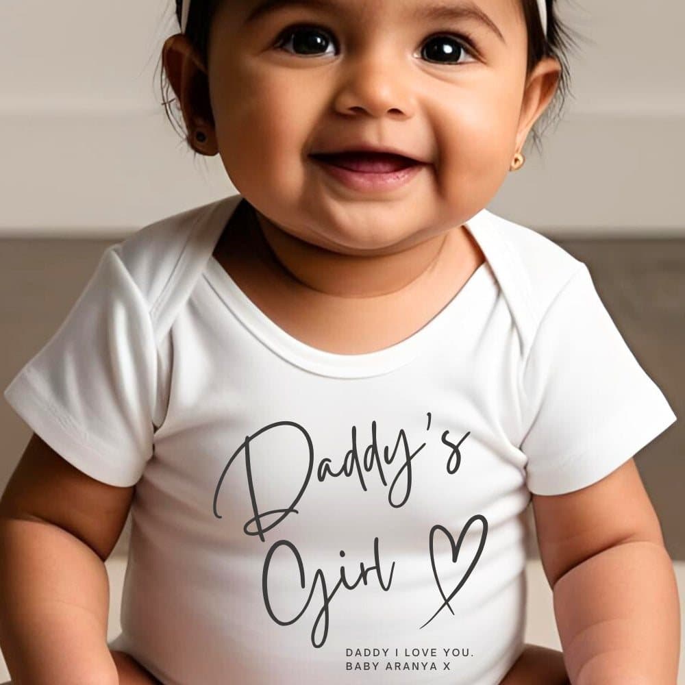 Personalised Daddy's Girl baby grow, vest or bib showing the Daddy's Girl artwork