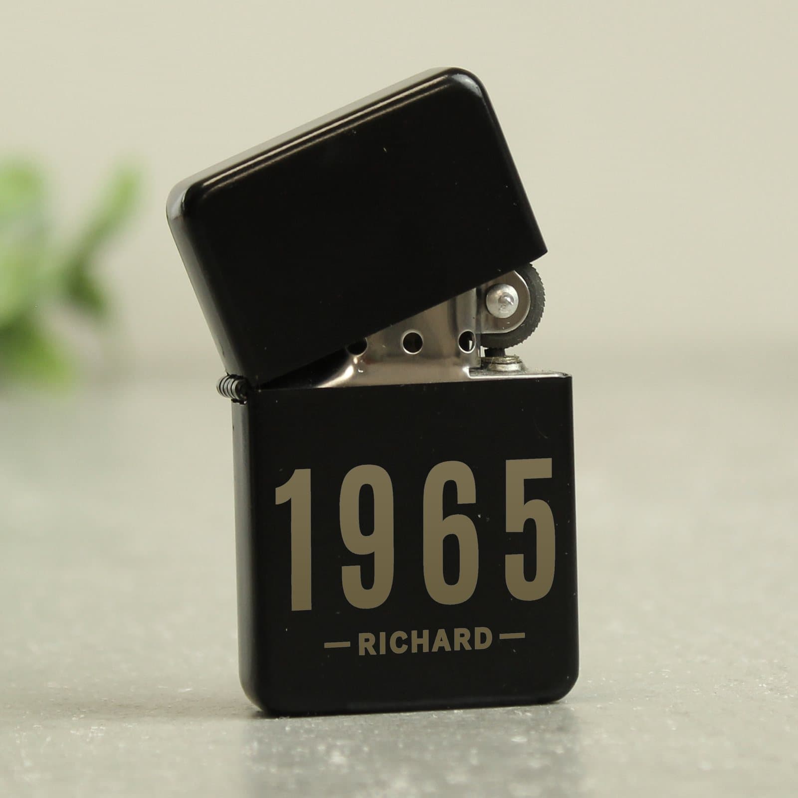 Personalised lighter engraved with a year and a name
