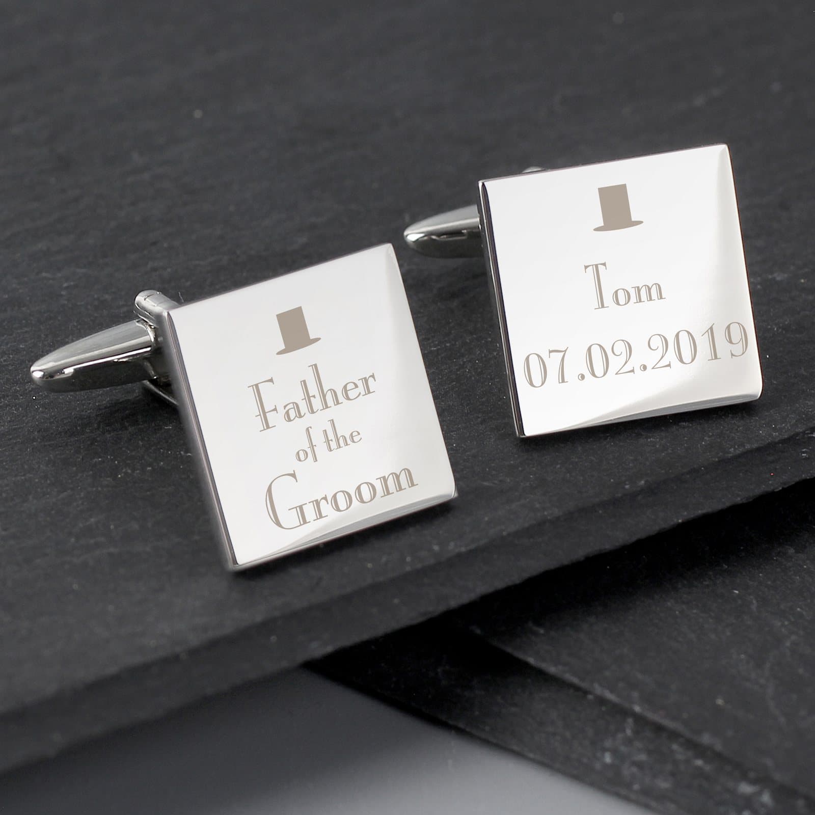 Personalised square father of the groom cufflinks