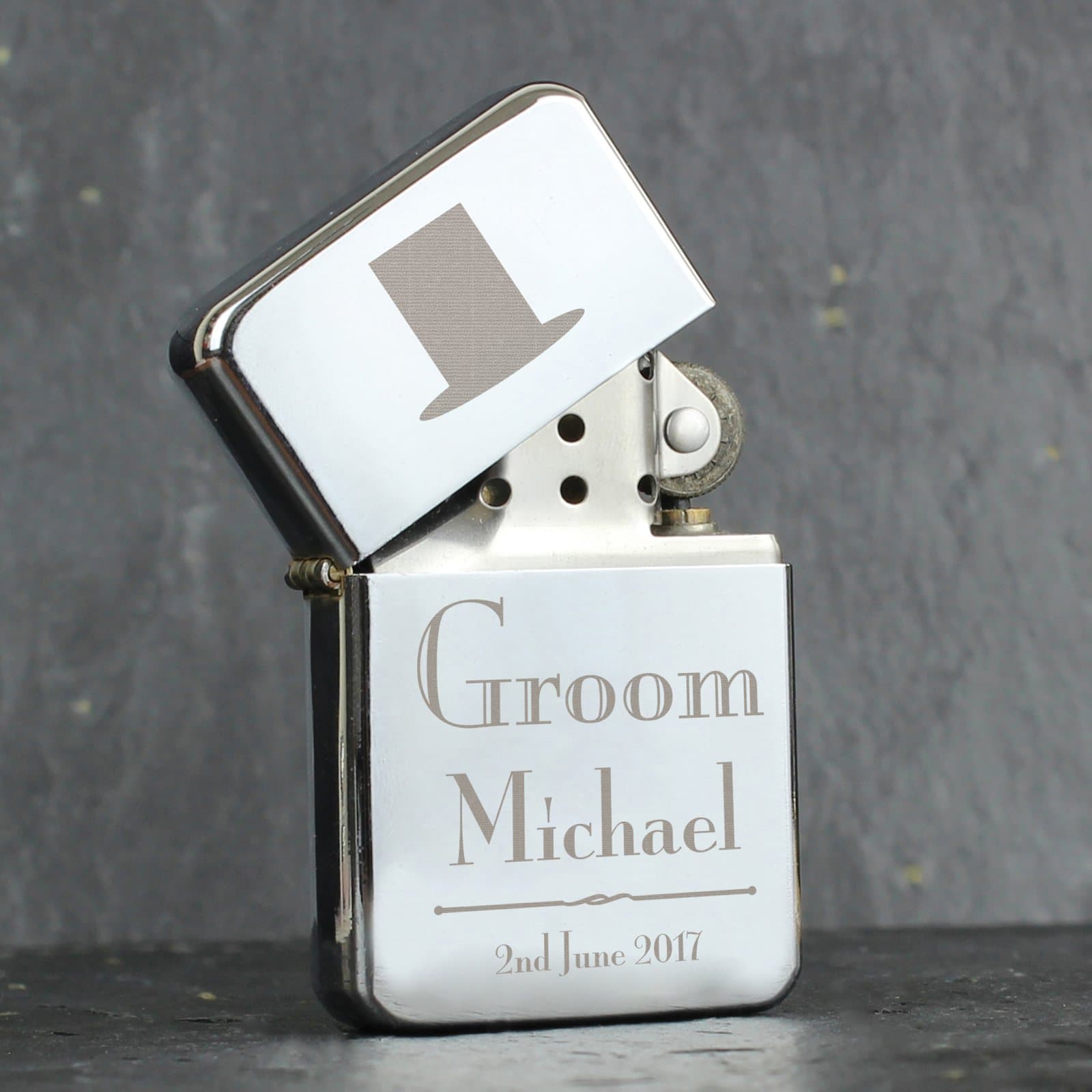 Personalised Groom lighter with a name and date