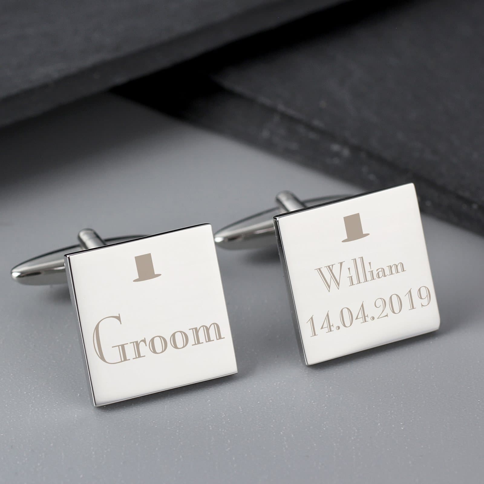 Personalised square groom wedding cufflinks