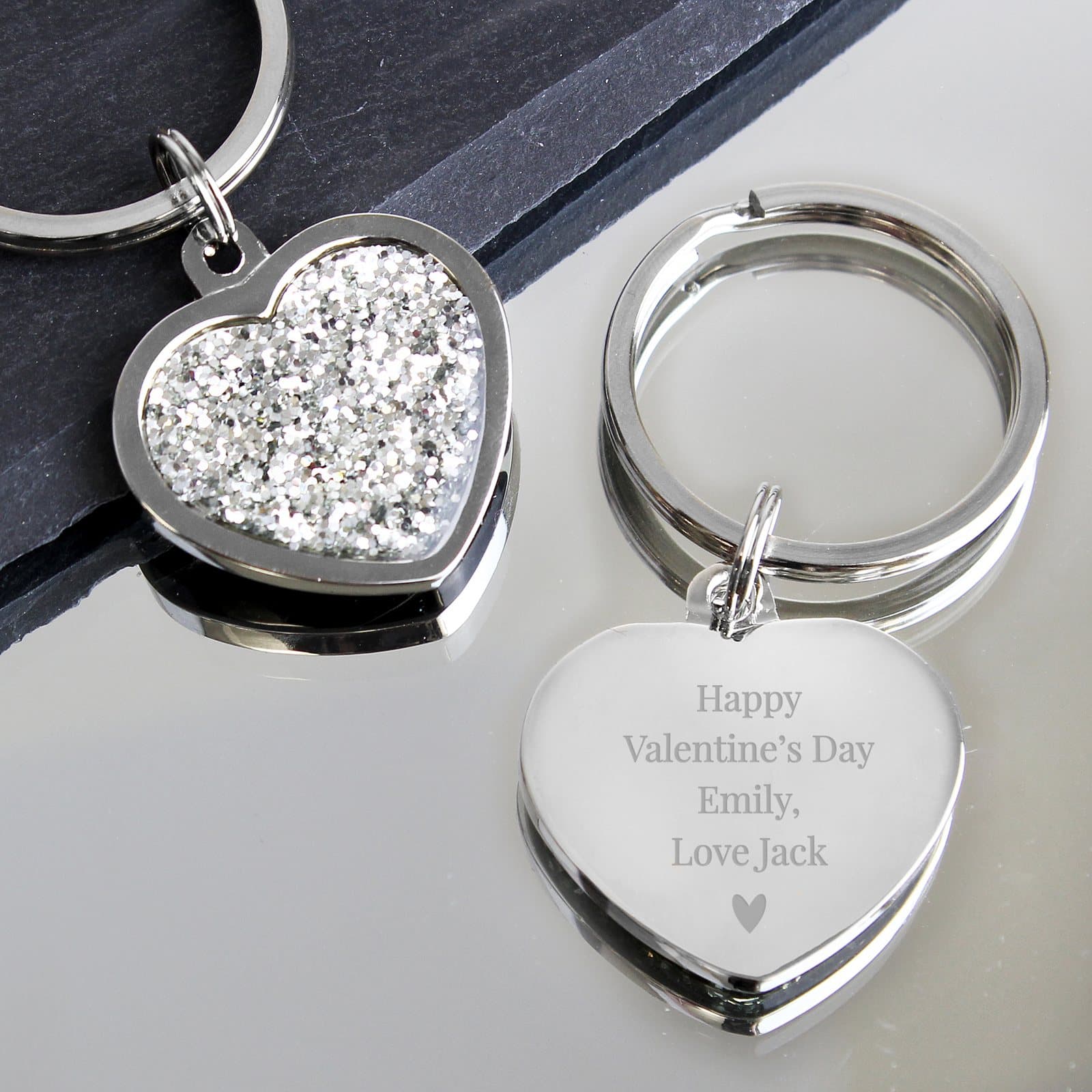 Silver finish heart keyring covered in diamantes