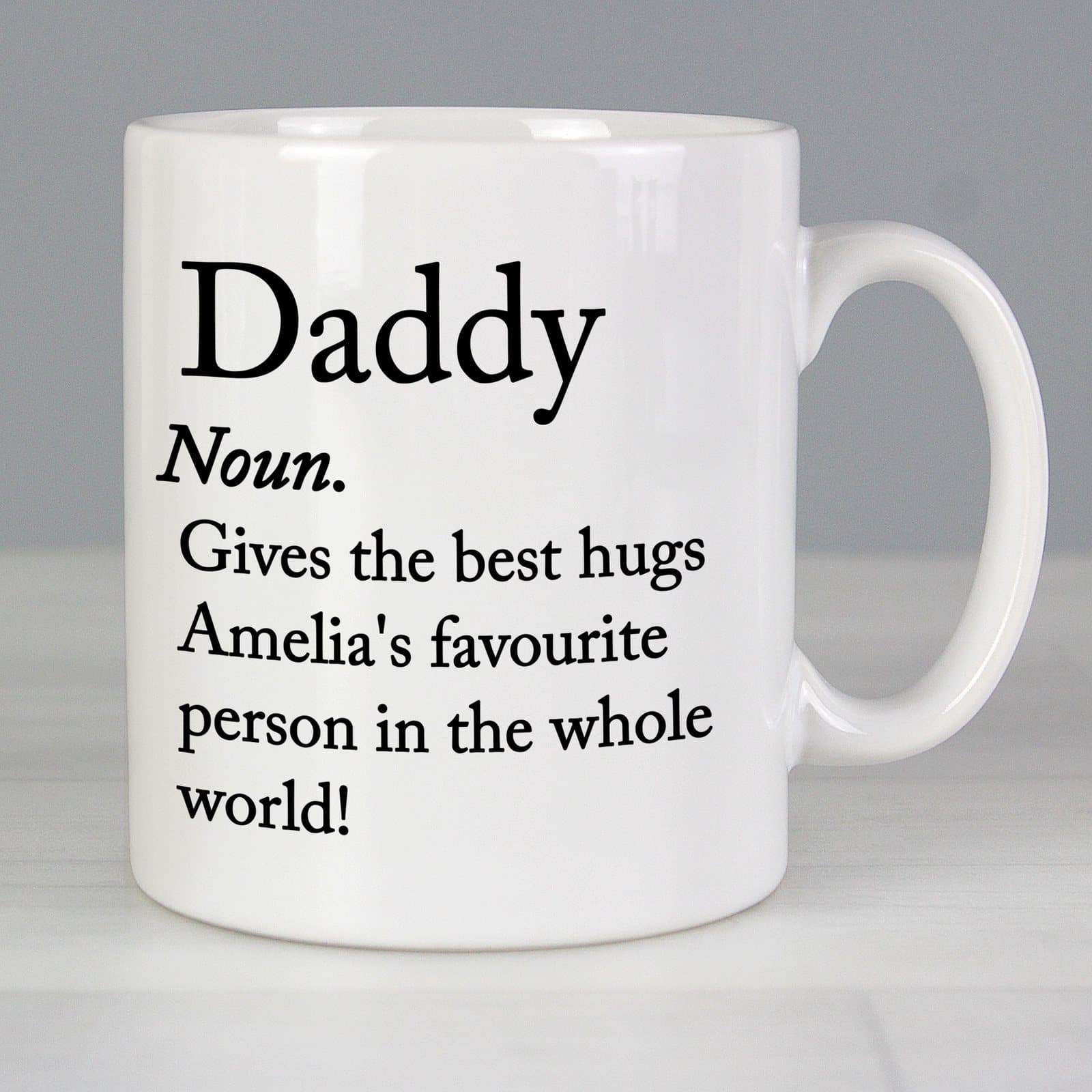 Ceramic dictionary definition mug with a name and message