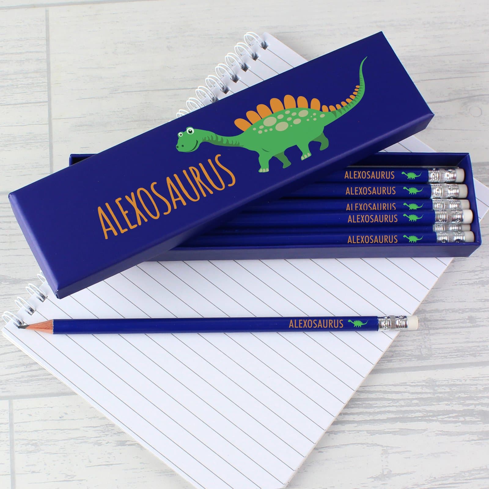 Dinosaur box of 12 blue HB pencils