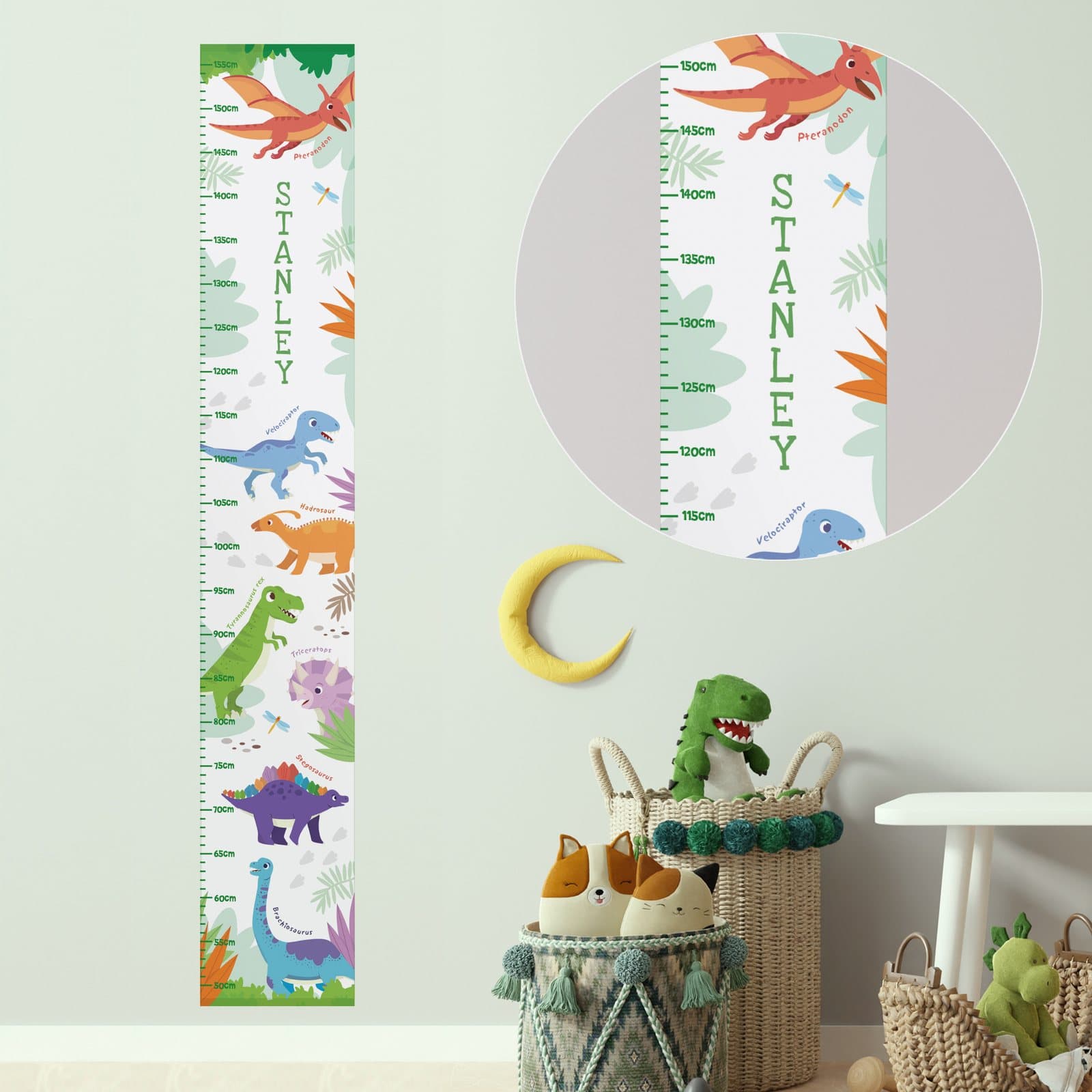 Personalised dinosaur vinyl height chart