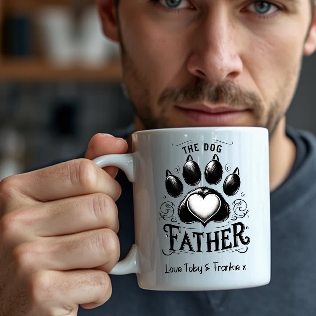 Personalised dog father mug showing a Dad design