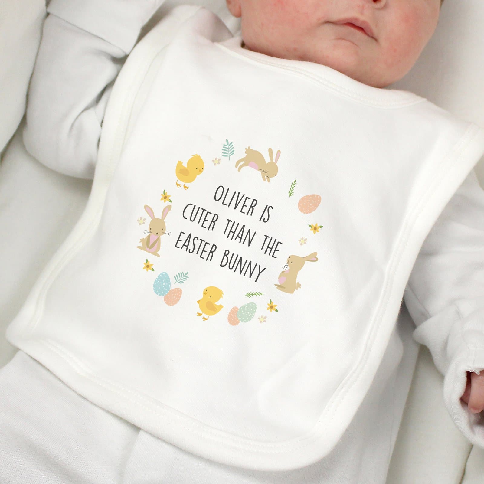 Personalised Easter baby's bib in 100% cotton