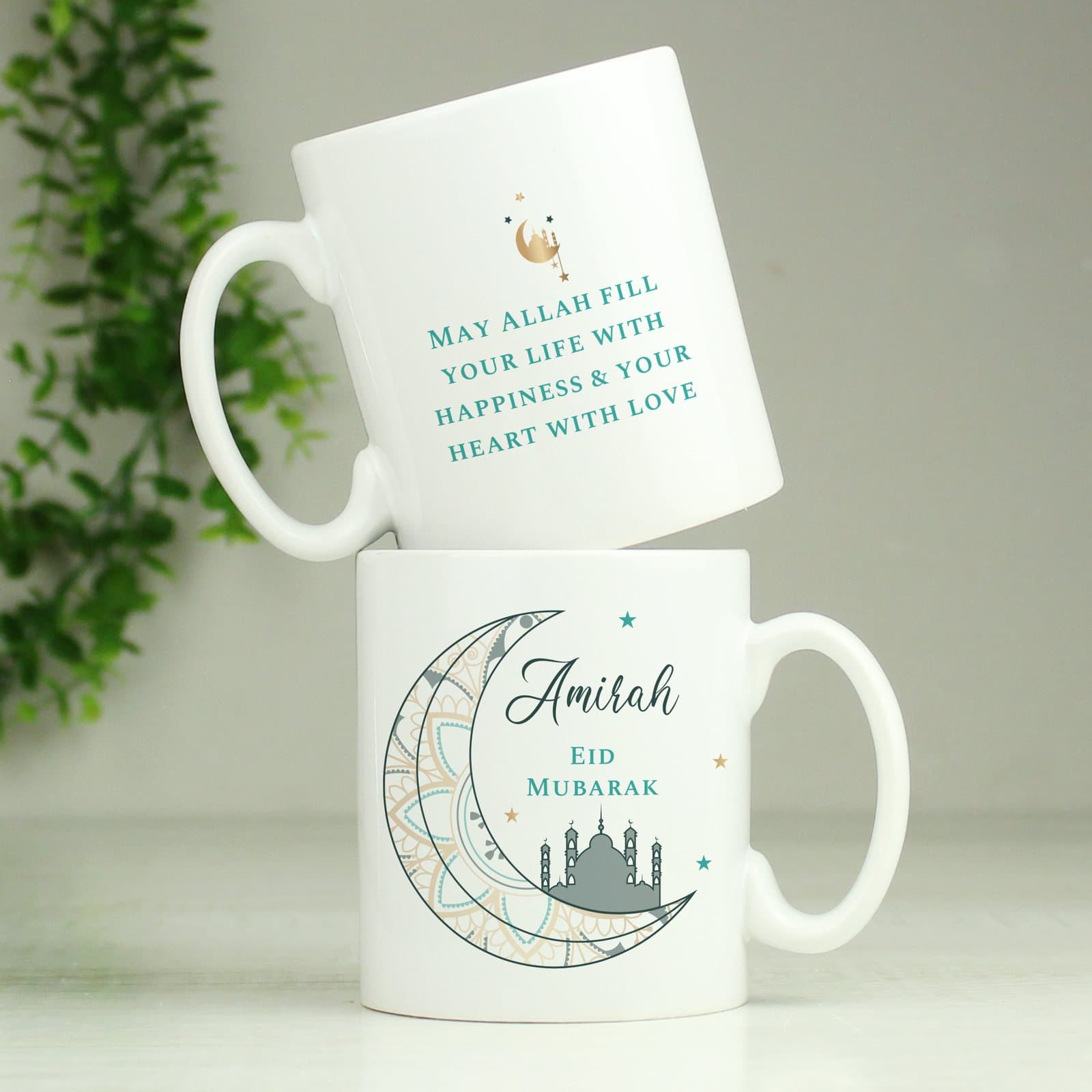 Ceramic Eid and Ramadan mug with personalised name and message