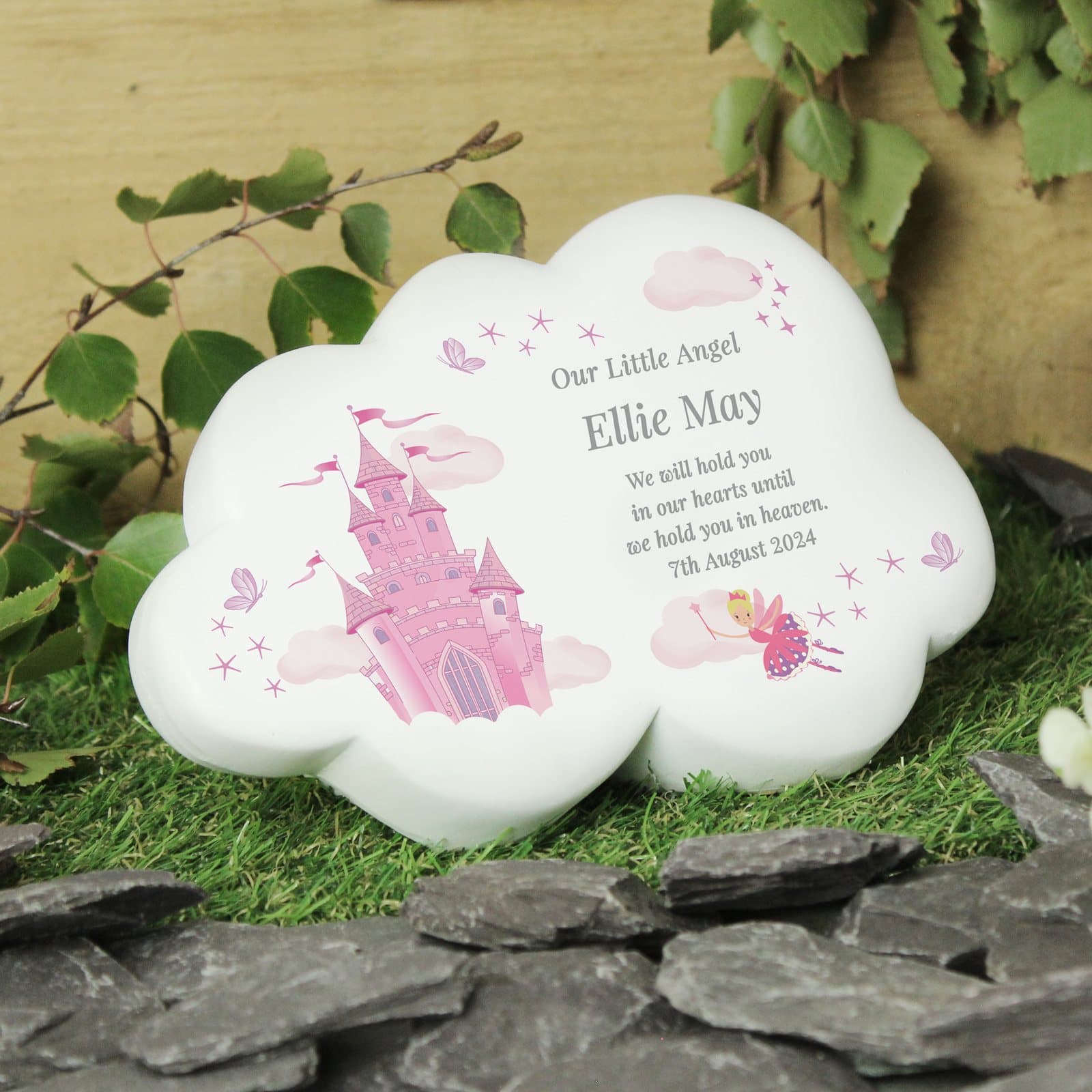 Resin memorial cloud with a fairy castle design