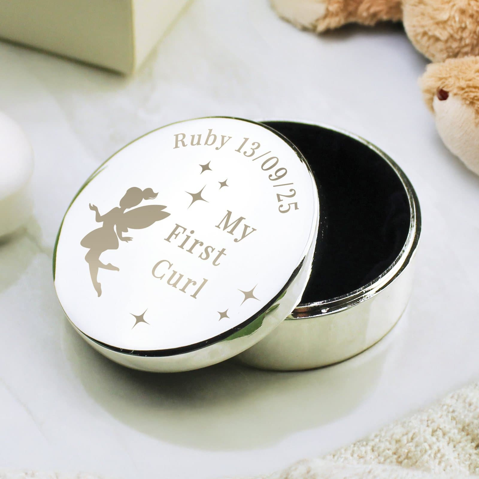 Small fairy princess trinket box with a personalised lid message