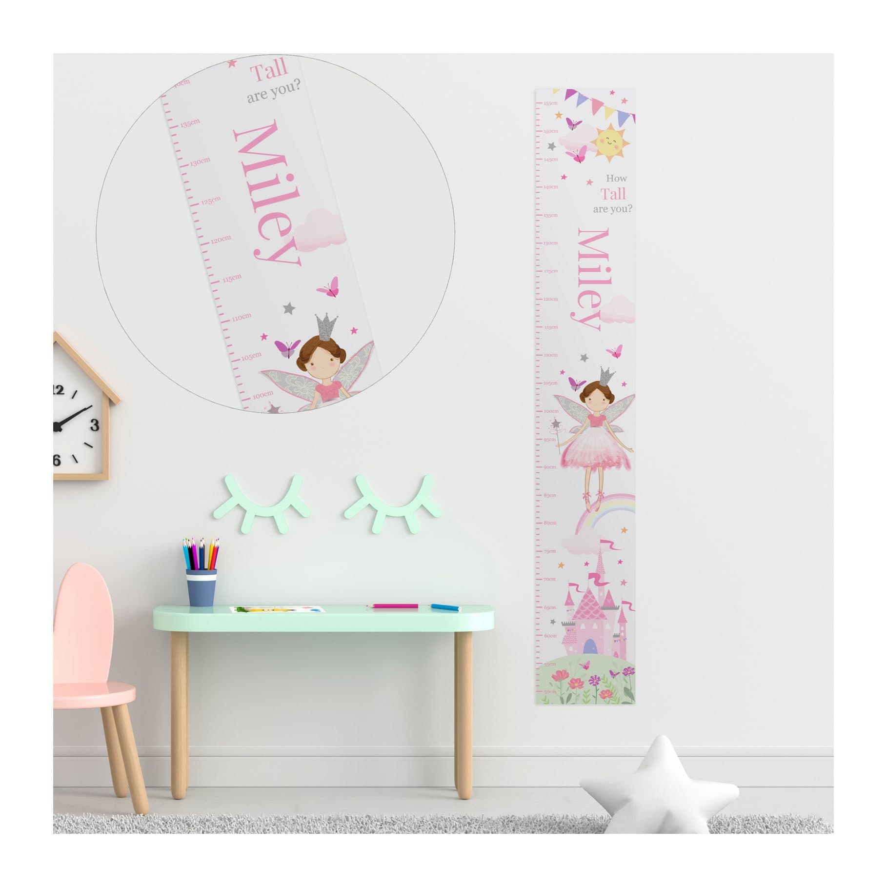 Fairy Princess vinyl height chart with a child's name