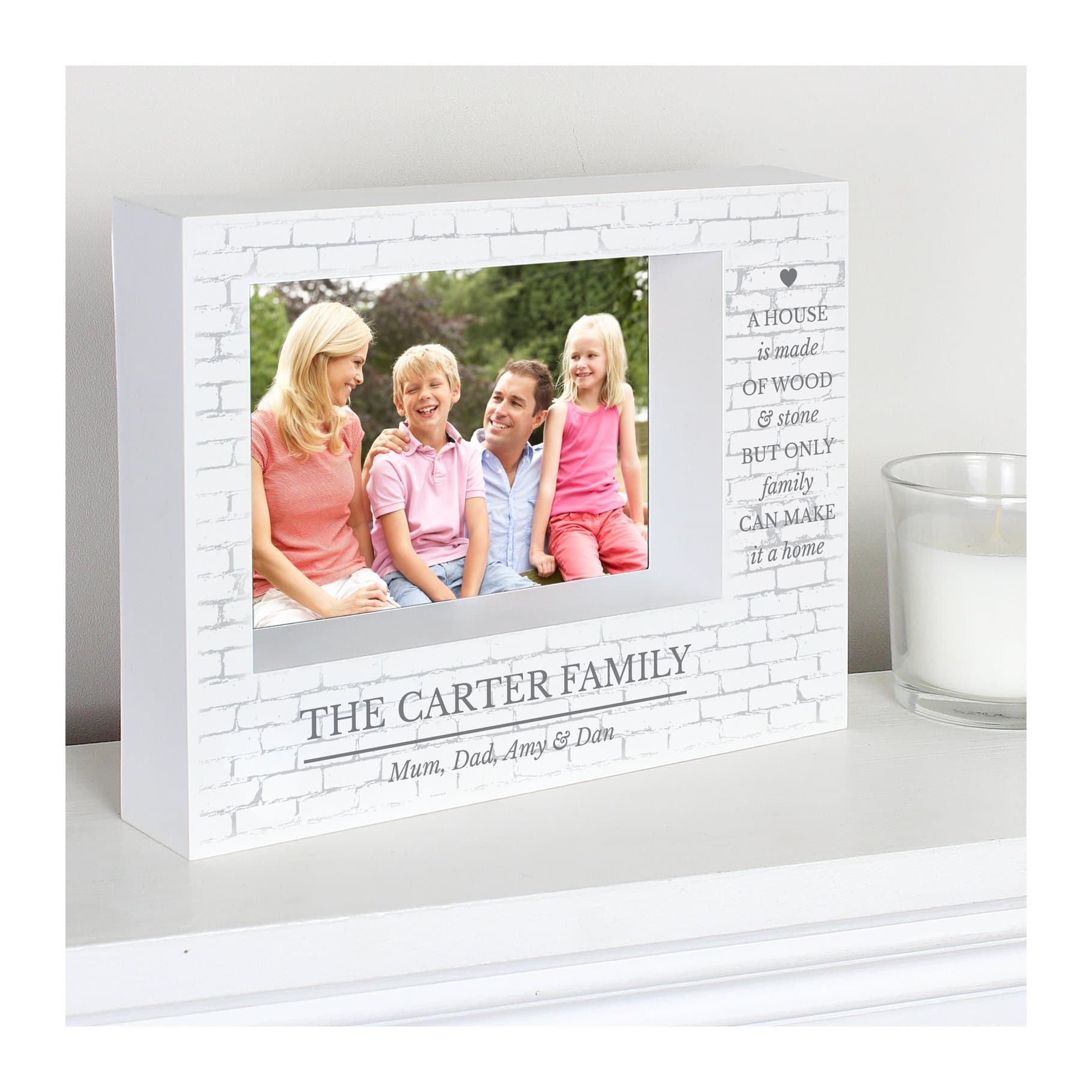 Family 7x5 landscape box photo frame with verse
