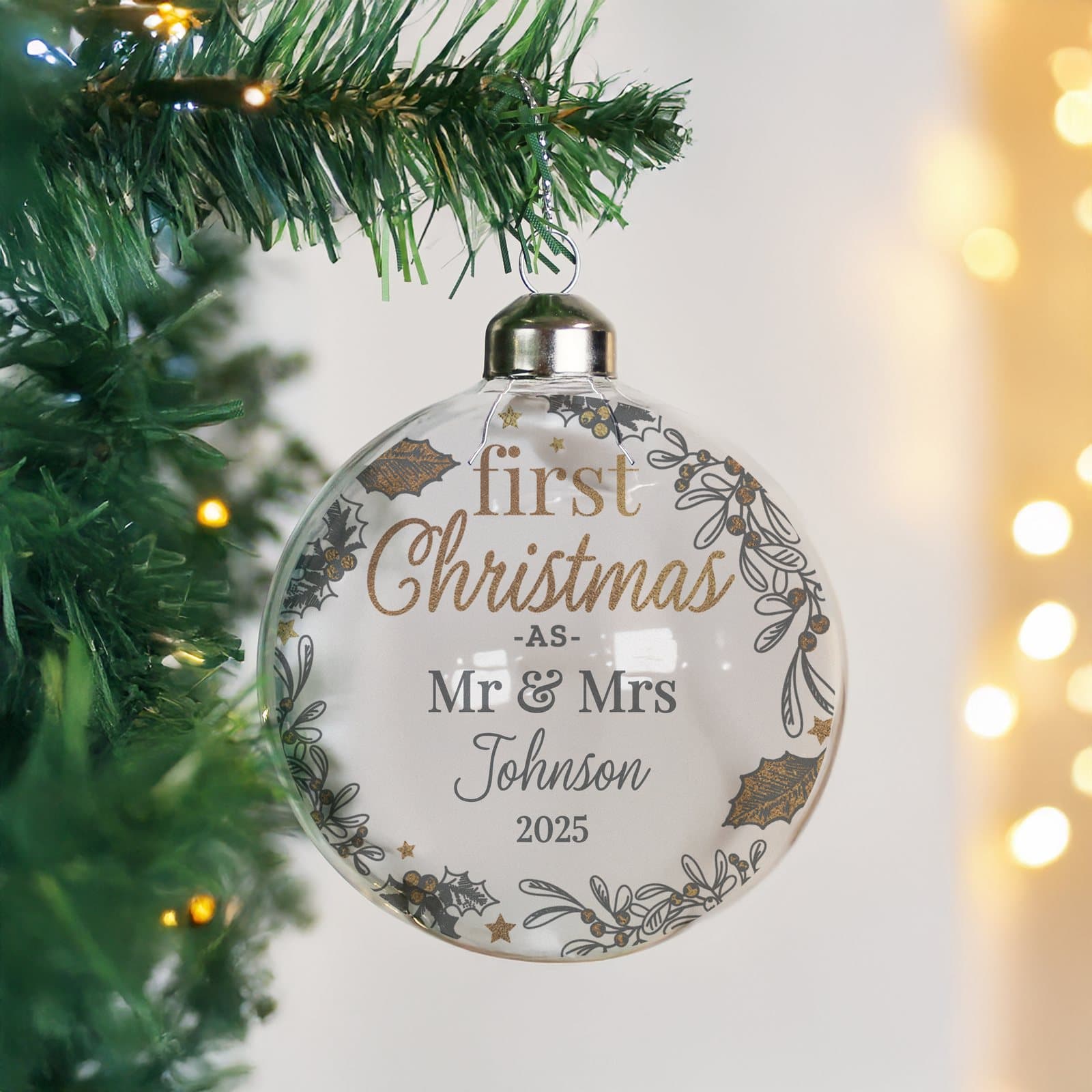 Personalised First Christmas As glass bauble