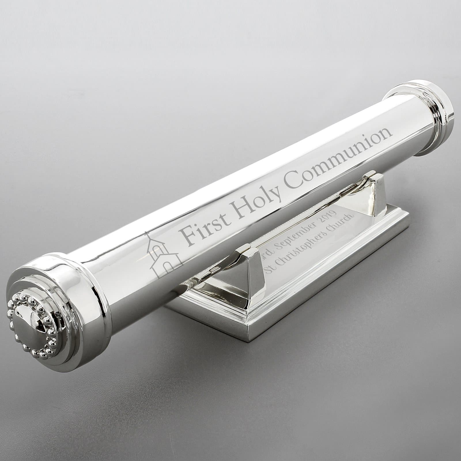 Silver plated certificate holder with personalised First Holy Communion text