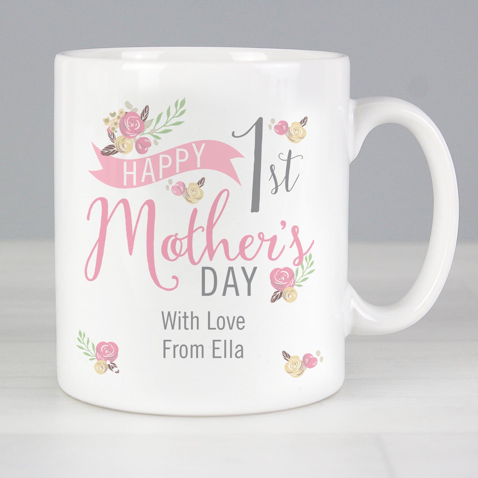 Floral bouquet 1st Mothers Day mug personalised with a message