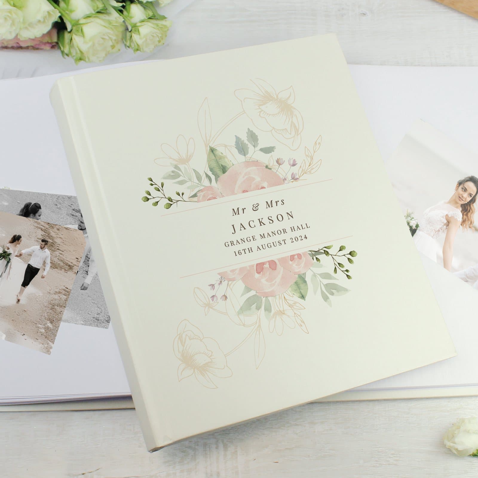 Personalised floral traditional photo album with a floral design