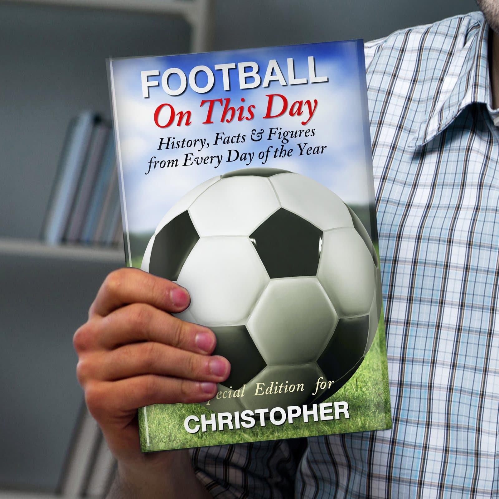 Hardback Football On This Day book with a coloured sleeve