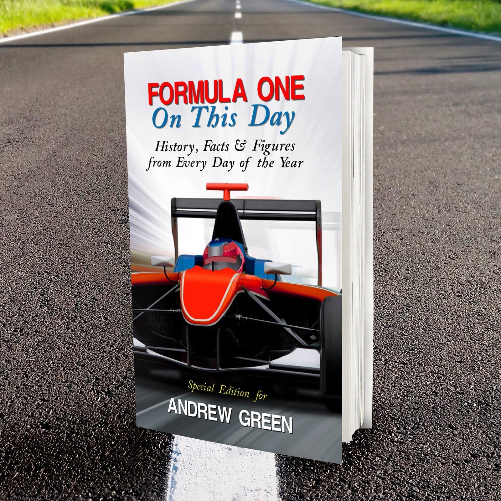 Hardback Formula 1 On This Day book with a coloured sleeve