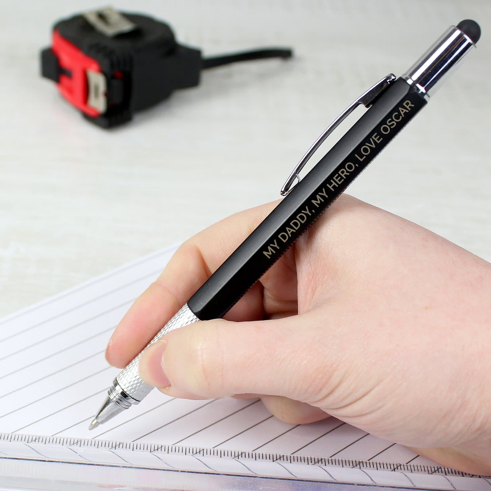 Multi tool pen with spirit level, rulers and screwdrivers