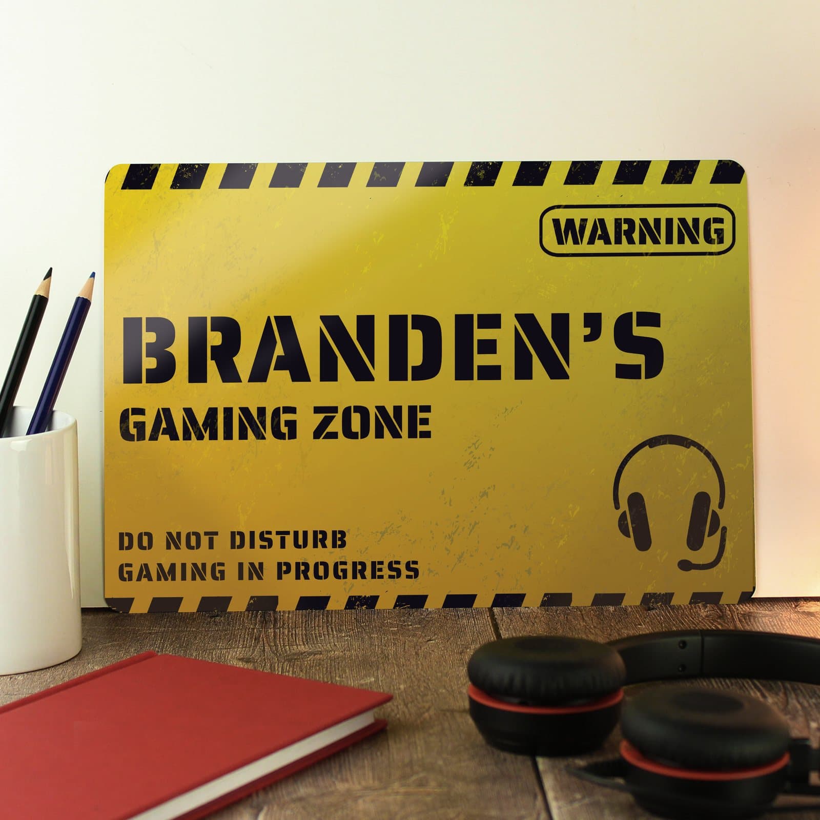 Personalised aluminium Gaming Zone sign with custom text lines