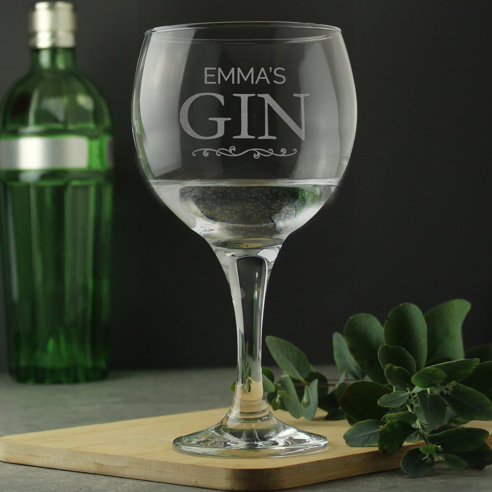 Personalised gin balloon glass with a name