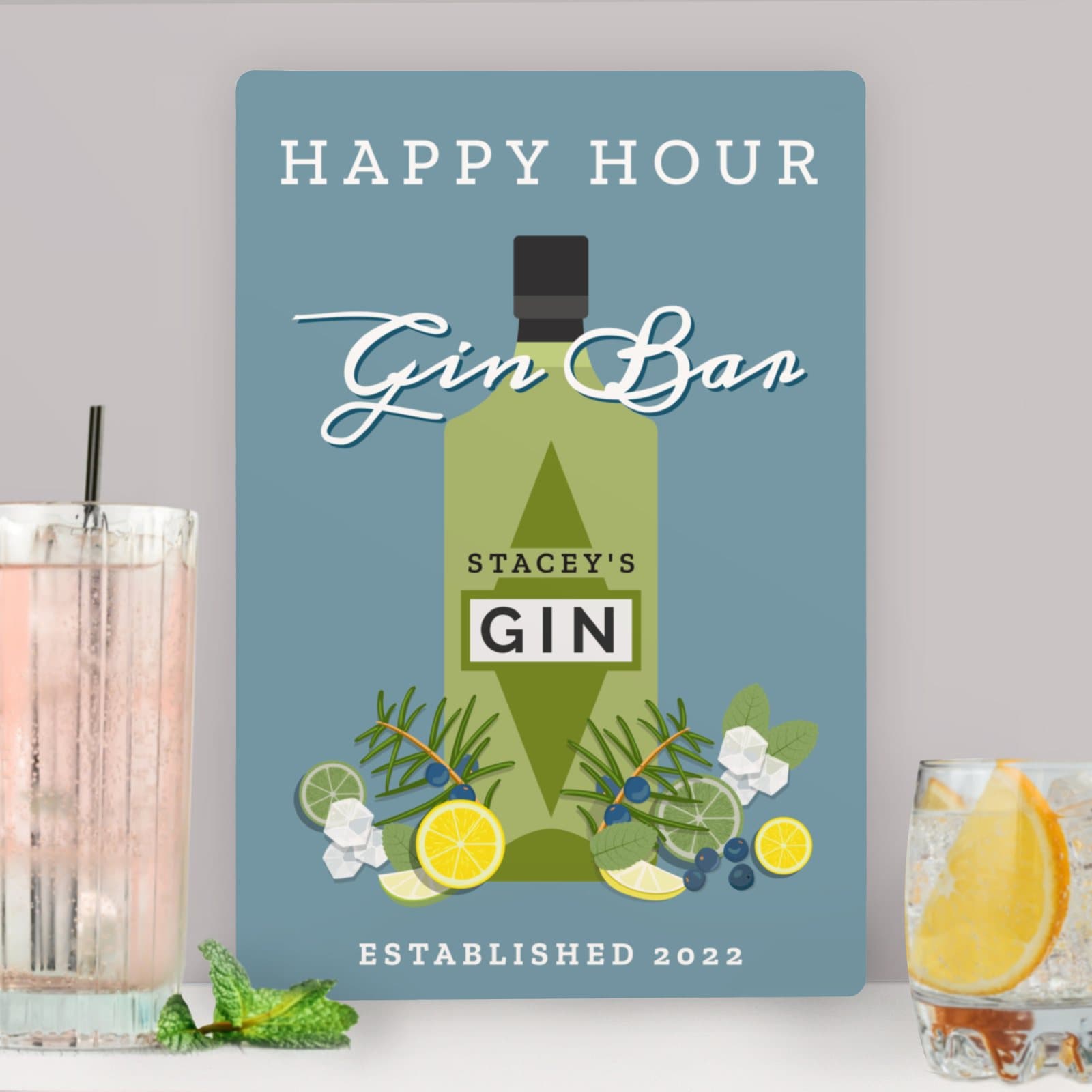 Personalised aluminium Gin Bar sign