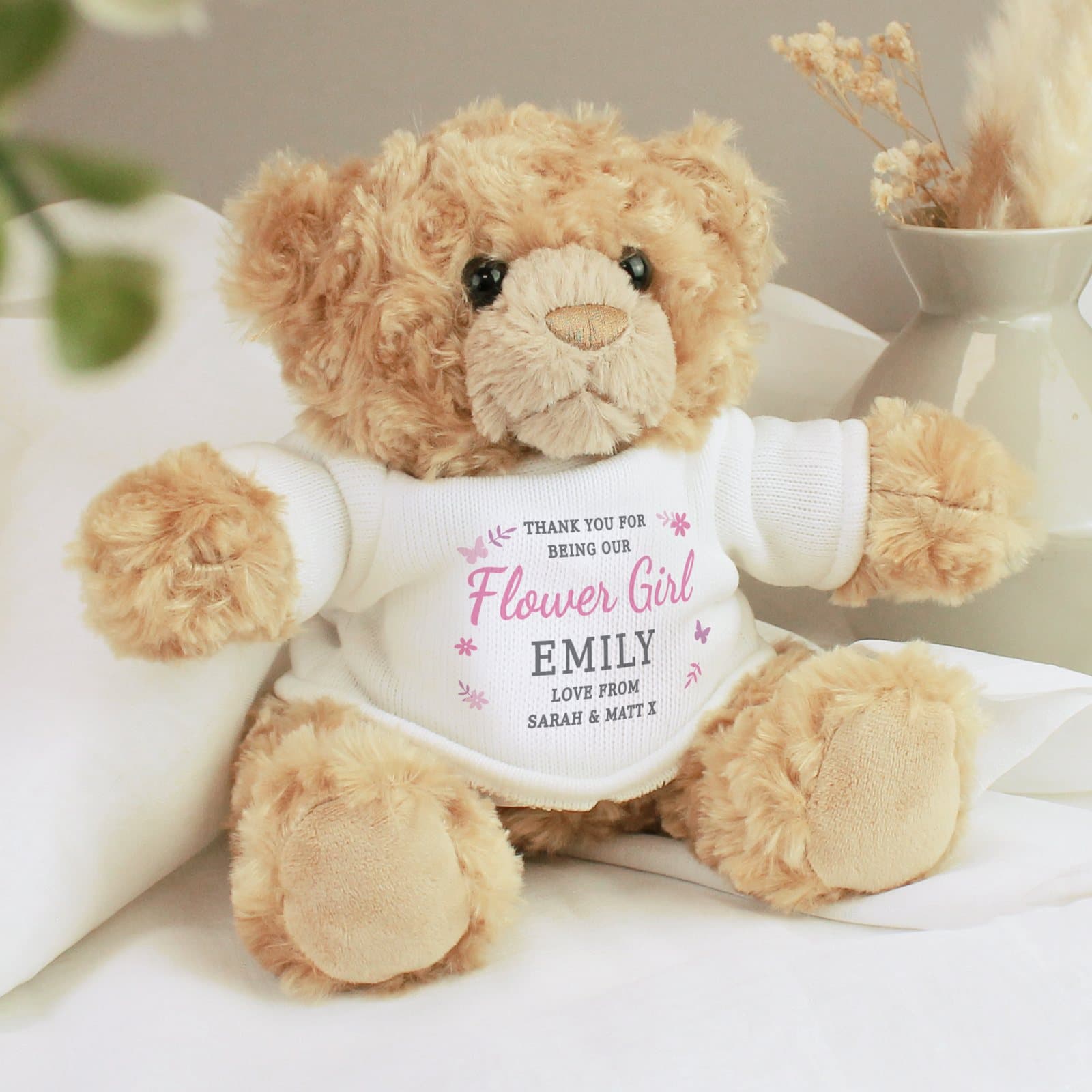 Personalised girls free text teddy bear with lines of custom text