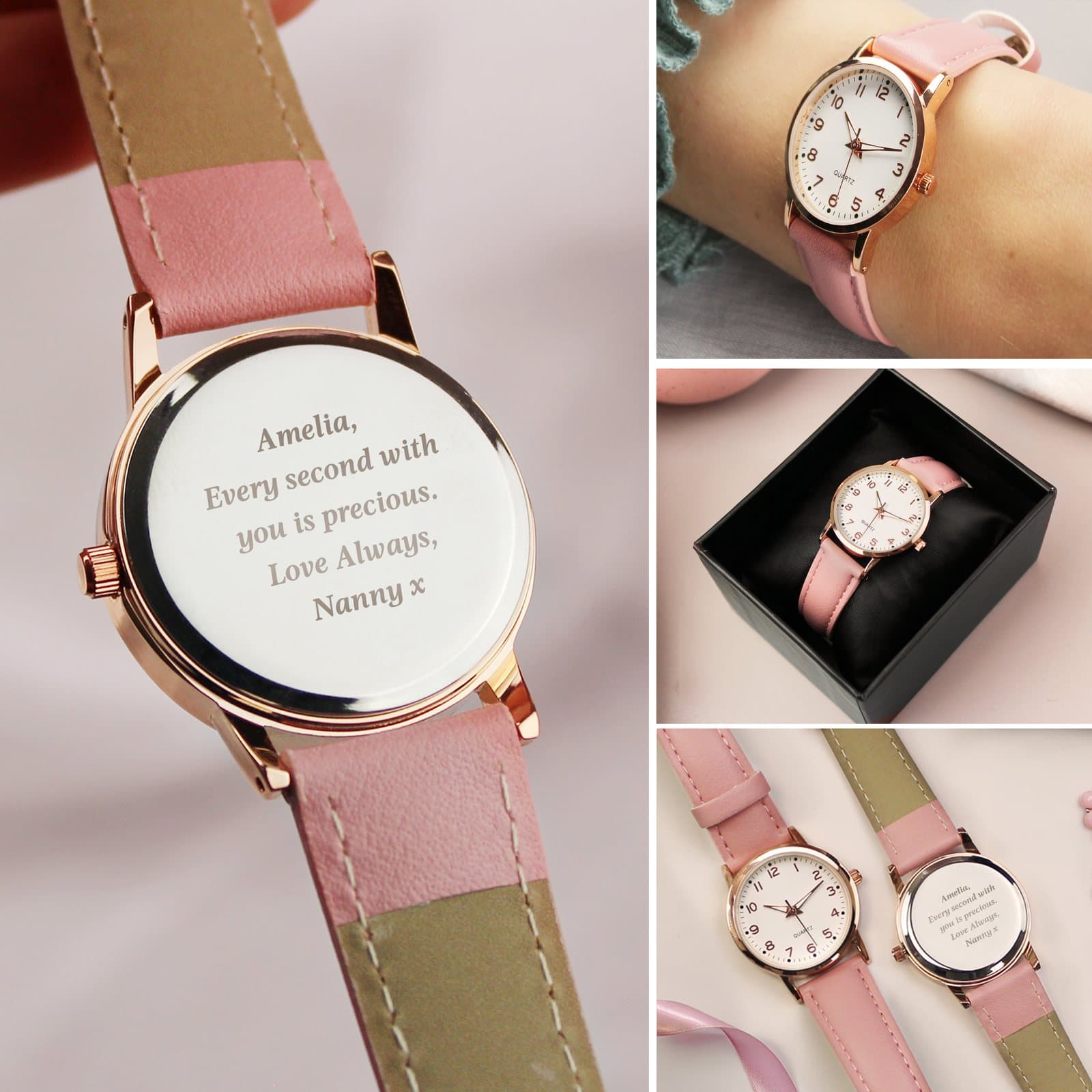 Pink girls watch with a 3 cm clock face and an adjustable strap