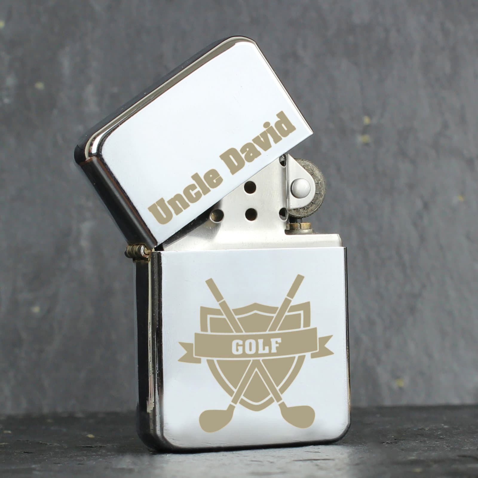 Personalised golf lighter with name and GOLF text