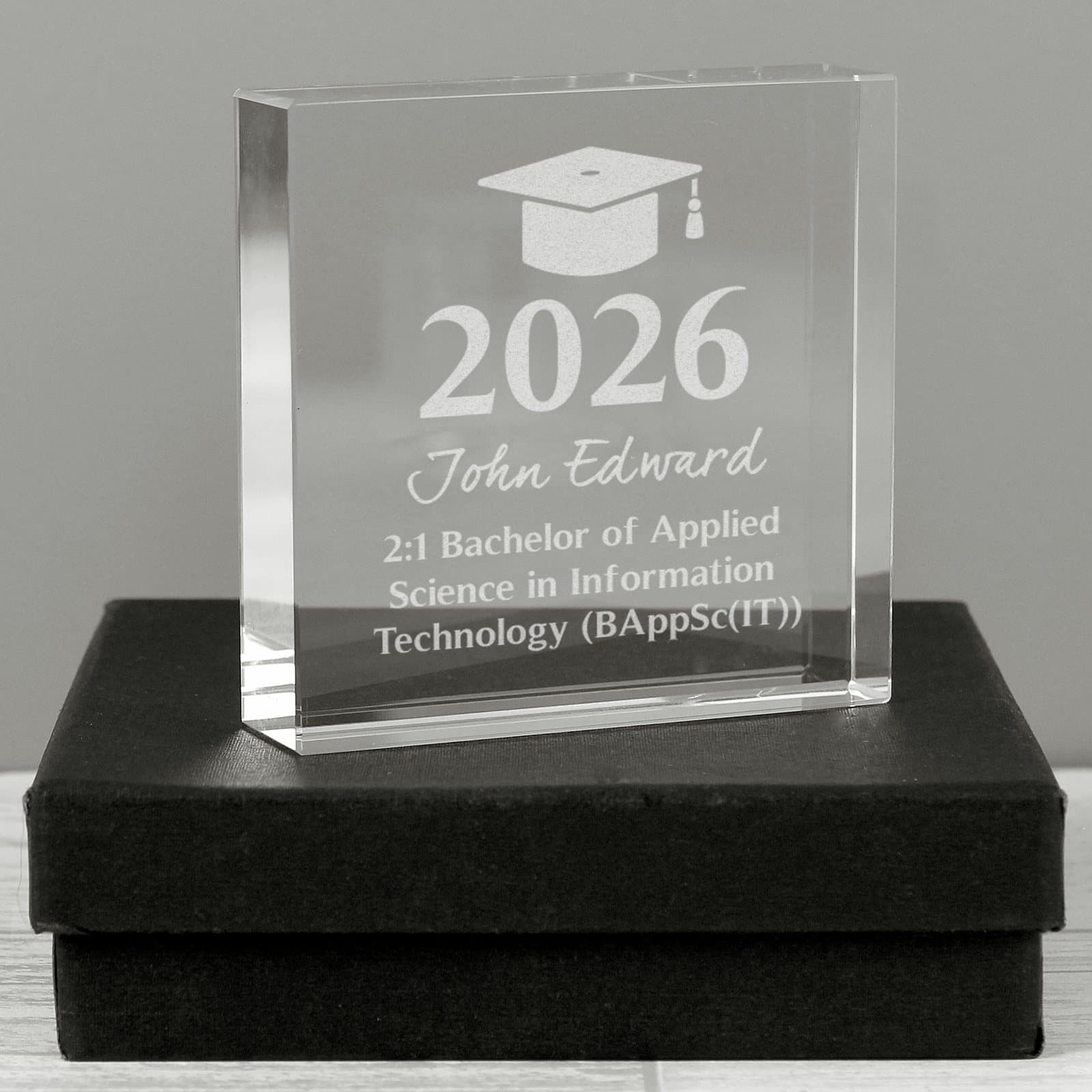 Personalised glass graduation token