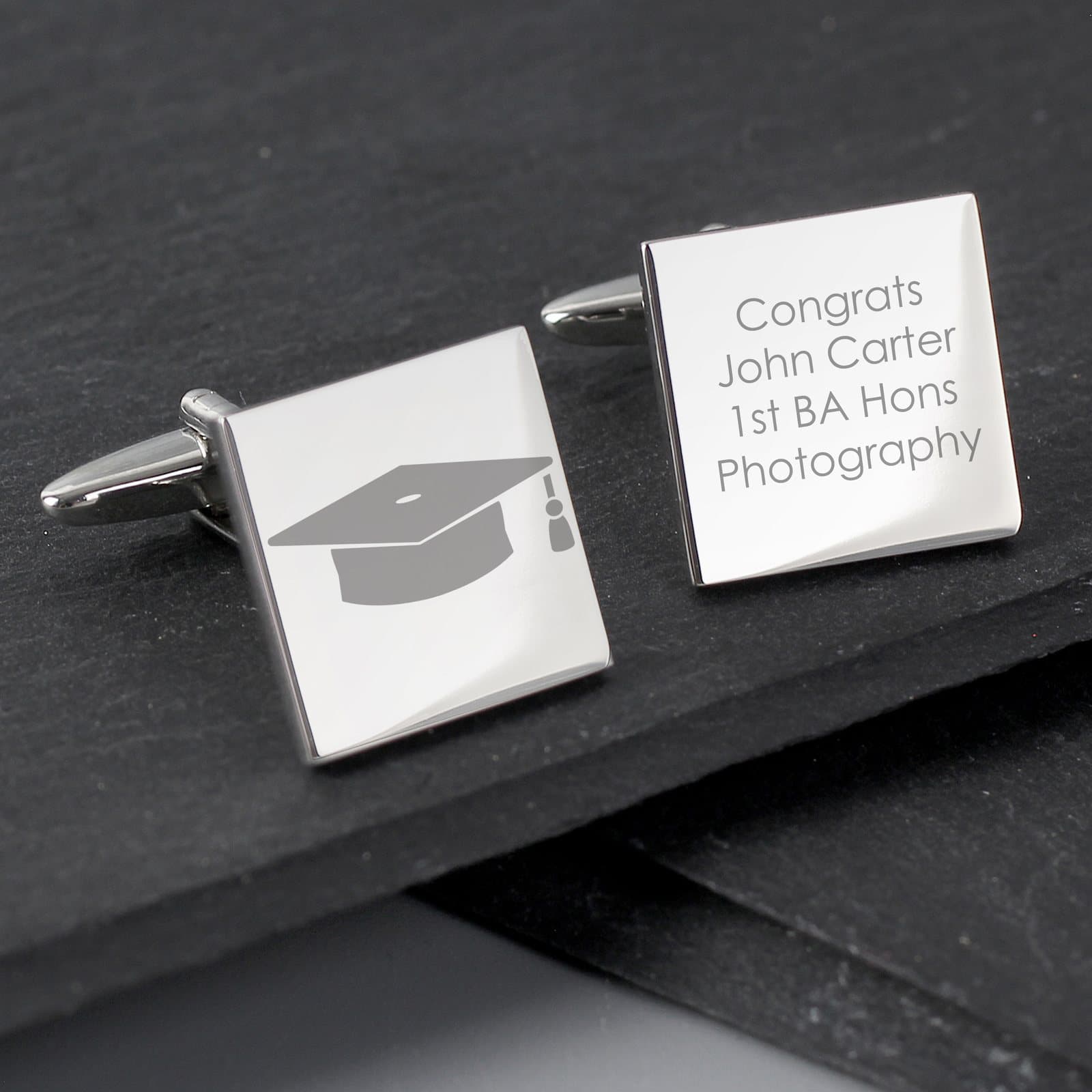 Personalised graduation square cufflinks