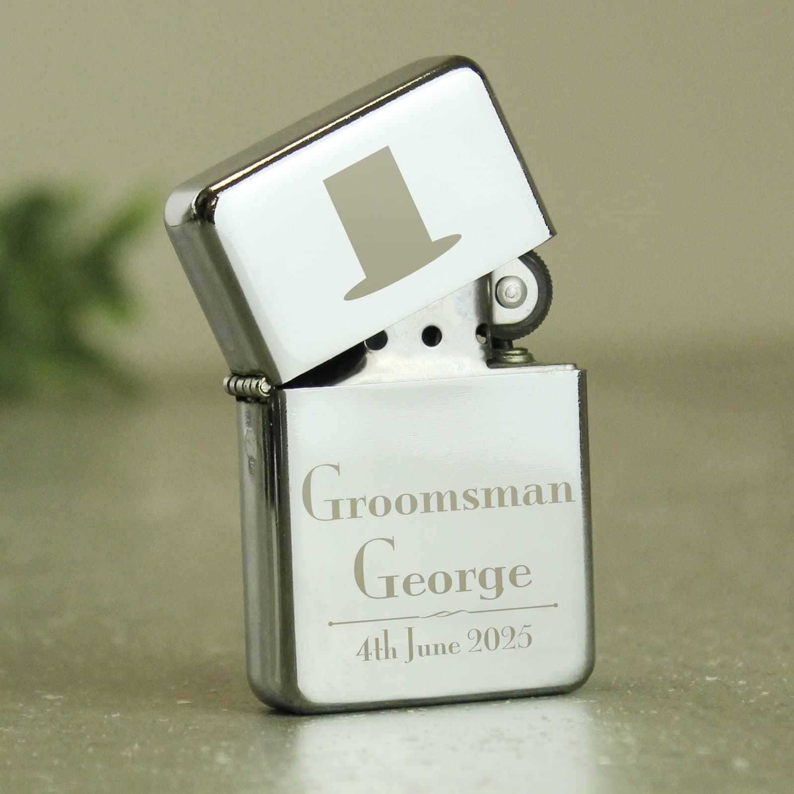 Personalised groomsman lighter for a wedding