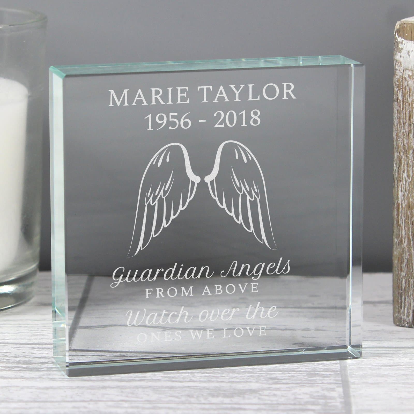 Angel wings memorial crystal token