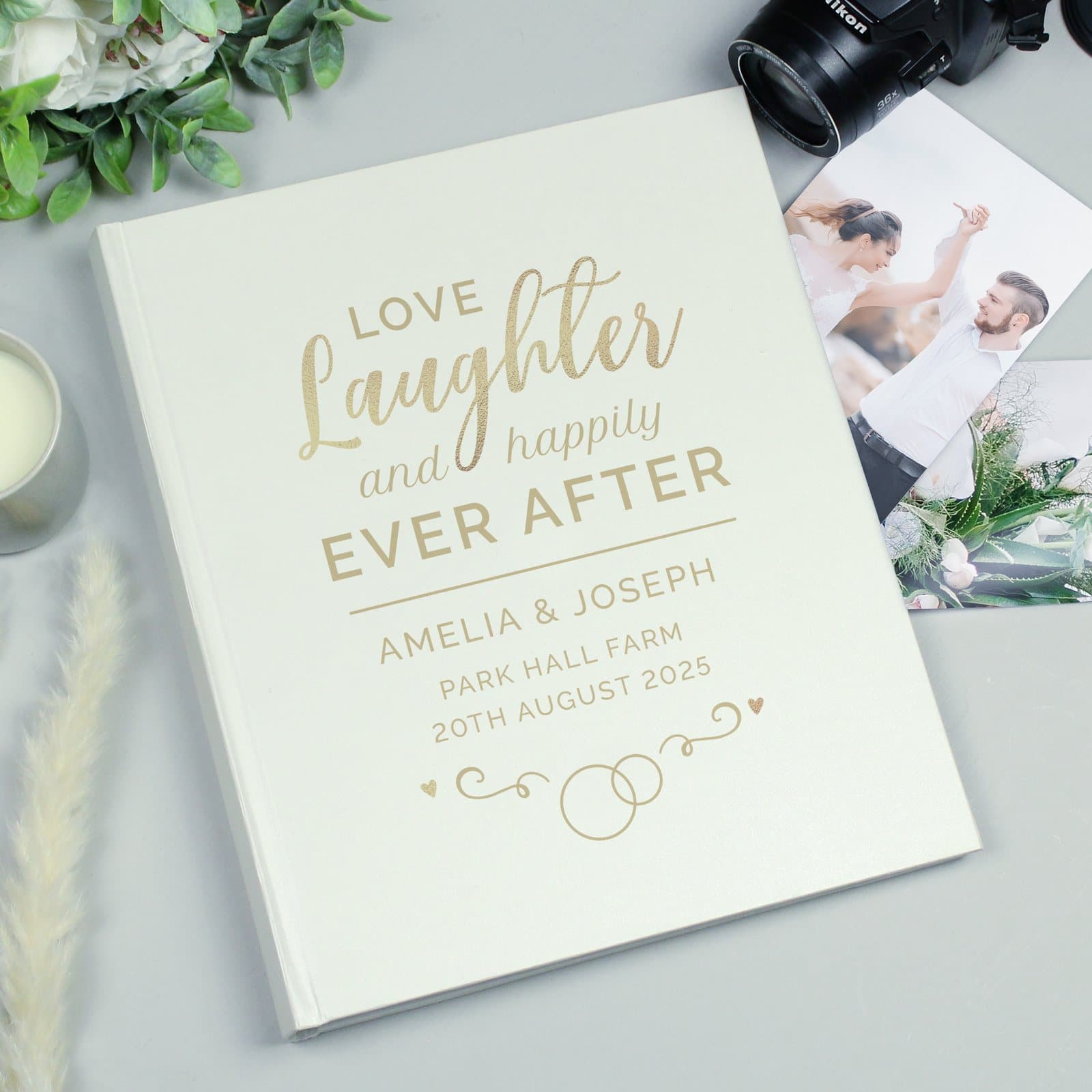 Personalised happily ever after traditional wedding photo album