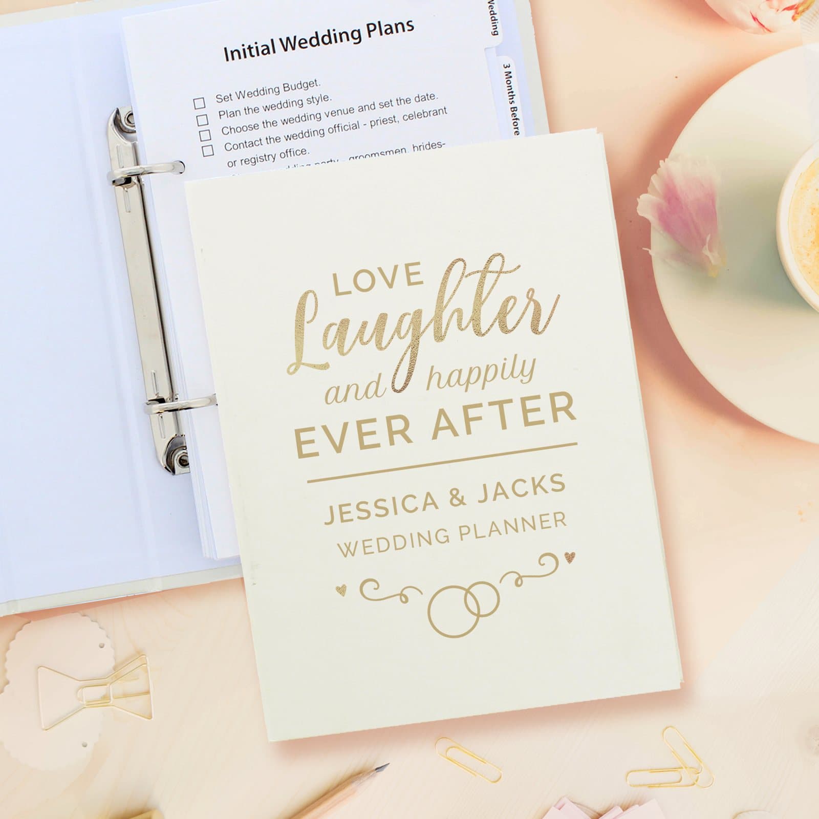 Personalised happily ever after ring-bound wedding planner
